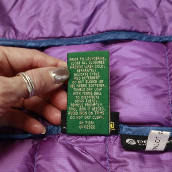 L.L. Bean Down Tek Ultra Light 850 Puffer Jacket Womens Large Blue Packable Snow - Picture 15 of 16